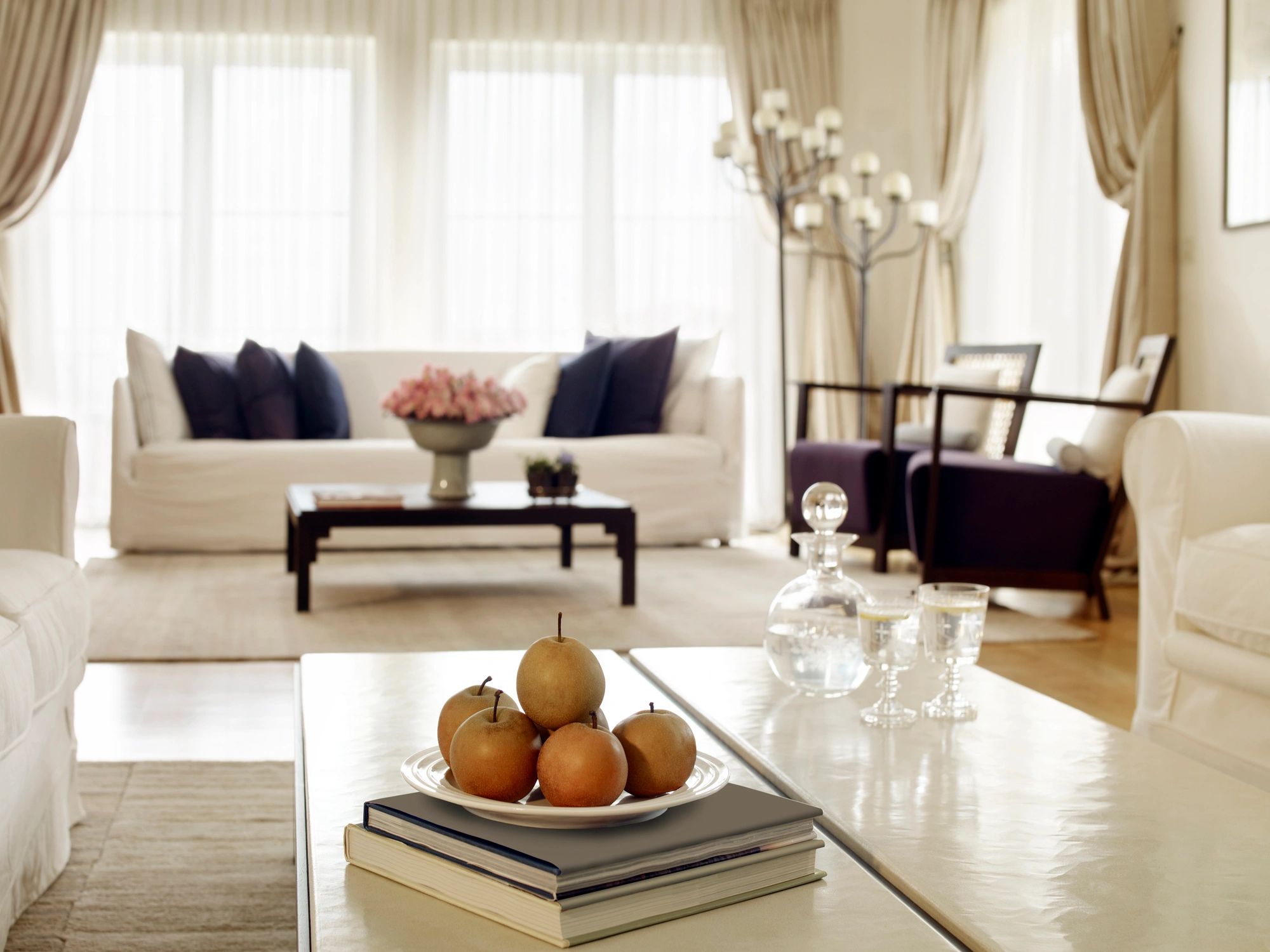 Staged living room interior